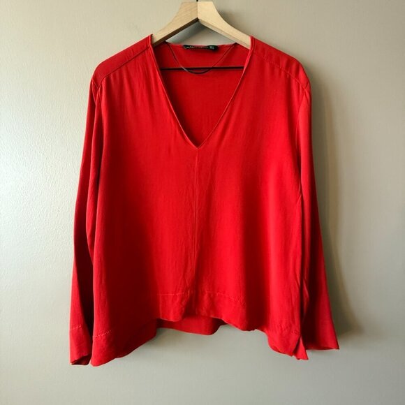 Women's XL Zara Basic Collection Red Blouse - Picture 2 of 12